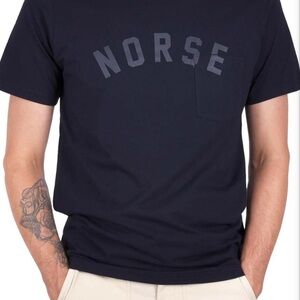 Norse Projects Men's Dark Blue Tee Size L